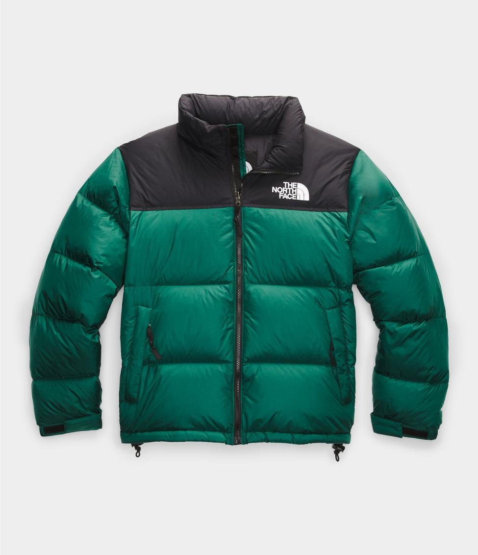 green north face puffer jacket