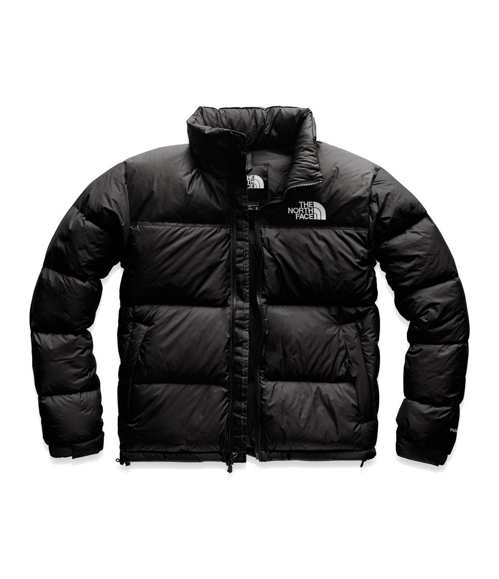 black and white north face puffer jacket